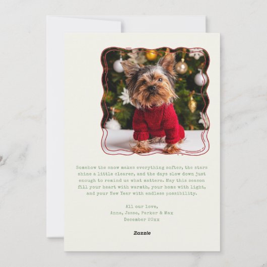 ハンドドローお洒落ドクリスマスボウドードル写真 シーズンカード (裏面)