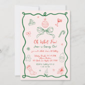 ハンドドローお洒落ドクリスマス冬1st誕生日 招待状 (正面)