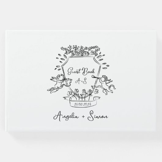 ハンドドローお洒落ドクレストゲストブック ゲストブック (正面)