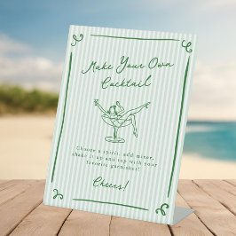 ハンドドローお洒落ドグリーンカクテルバー 台座サイン