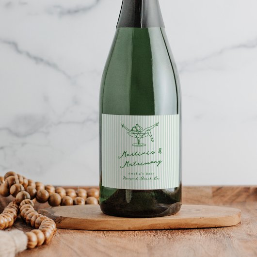 ハンドドローお洒落ドグリーンマルチニ&マトリックス スパークリングワインラベル