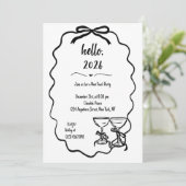 ハンドドローお洒落ドシャンパンニューイヤーイブパーティー 招待状 (スタンド正面)