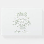 ハンドドローお洒落ドセージ緑クレストゲストブック ゲストブック (正面)