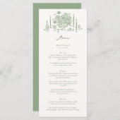 ハンドドローお洒落ドテーブルトップSageグリーン結婚ズ メニュー (正面/裏面)