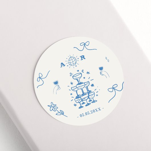 ハンドドローお洒落ドディスコフランスののモノグラム ラウンドシール