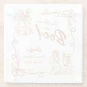 ハンドドローお洒落ドハロウィンブライダルシャワー ガラスコースター (裏面)