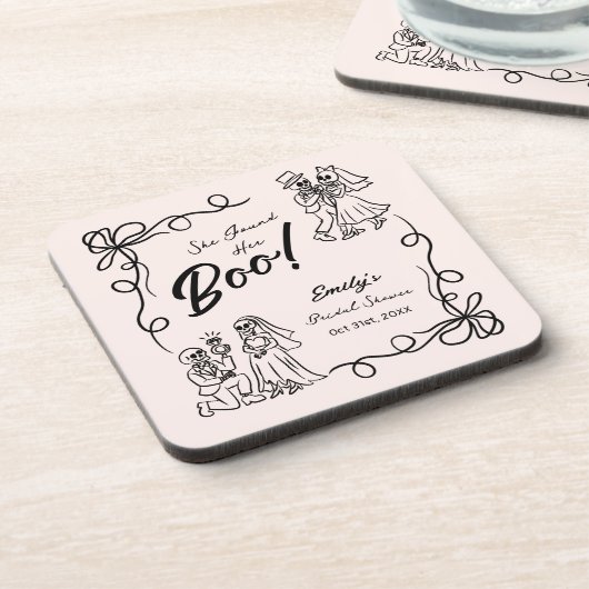 ハンドドローお洒落ドハロウィンブライダルシャワー コースター (左側)