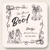 ハンドドローお洒落ドハロウィンブライダルシャワー コースター (正面)