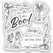 ハンドドローお洒落ドハロウィンブライダルシャワー シール (正面)