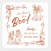 ハンドドローお洒落ドハロウィンブライダルシャワー スクエアシール (正面)