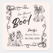 ハンドドローお洒落ドハロウィンブライダルシャワー スクエアシール (正面)