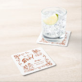 ハンドドローお洒落ドハロウィンブライダルシャワー スクエアペーパーコースター (インサイチュ)