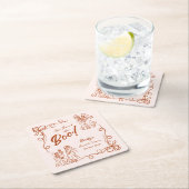 ハンドドローお洒落ドハロウィンブライダルシャワー スクエアペーパーコースター (インサイチュ)