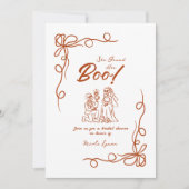 ハンドドローお洒落ドハロウィンブライダルシャワー 招待状 (正面)