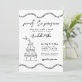 ハンドドローお洒落ドパーズプロセッコブライダルシャワー 招待状 (スタンド正面)