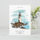 ハンドドローお洒落ドビーナコースタルライトハウス 招待状 (スタンド正面)