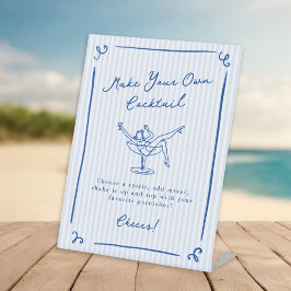 ハンドドローお洒落ドブルーラストトーストカクテルバー 台座サイン