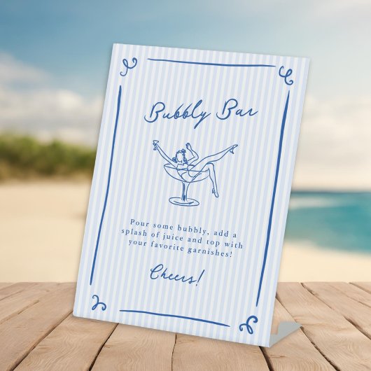 ハンドドローお洒落ドブルーラストトーストバーブリーバー 台座サイン