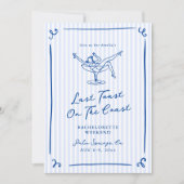 ハンドドローお洒落ドブルー最後のトースト週末 招待状 (正面)