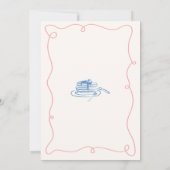 ハンドドローお洒落ドブルー&ピンクブライダルブランチ 招待状 (裏面)