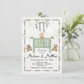 ハンドドローお洒落ドベビークリブモバイル 招待状 (スタンド正面)