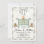 ハンドドローお洒落ドベビークリブモバイル 招待状 (正面)