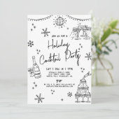 ハンドドローお洒落ドホリデーカクテルパーティー 招待状 (スタンド正面)