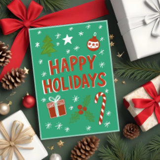 ハンドドローお洒落ドホリデーカードオングリーン カード