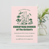 ハンドドローお洒落ドホリデーディナーパーティー 招待状 (スタンド正面)