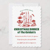 ハンドドローお洒落ドホリデーディナーパーティー 招待状 (正面)