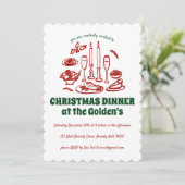 ハンドドローお洒落ドホリデーディナーパーティー 招待状 (スタンド正面)