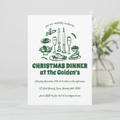 ハンドドローお洒落ドホリデーディナーパーティー 招待状 (スタンド正面)