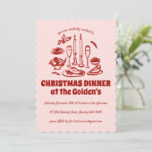 ハンドドローお洒落ドホリデーディナーパーティー 招待状 (スタンド正面)
