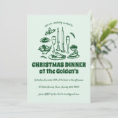 ハンドドローお洒落ドホリデーディナーパーティー 招待状 (スタンド正面)