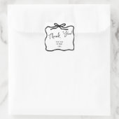 ハンドドローお洒落ドボウありがとうタイポグラフィ スクエアシール (バッグ)