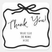 ハンドドローお洒落ドボウありがとうタイポグラフィ スクエアシール (正面)