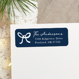 ハンドドローお洒落ドボーネイビー差出人住所 ラベル