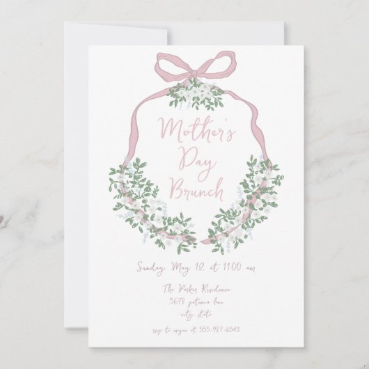 ハンドドローお洒落ドマザーズデイブランチ招待状 招待状 (正面)