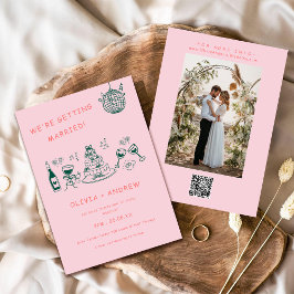 ハンドドローお洒落ドユニーク予測できな結婚の 招待状