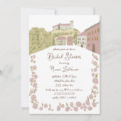 ハンドドローお洒落ドヨーロッパキャッスルブライダルシャワー 招待状 (正面)