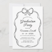 ハンドドローお洒落ドリボン卒業パーティー 招待状 (正面)