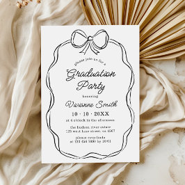 ハンドドローお洒落ドリボン卒業パーティー 招待状