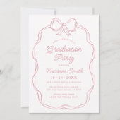 ハンドドローお洒落ドリボン卒業パーティー 招待状 (正面)