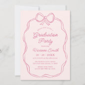 ハンドドローお洒落ドリボン卒業パーティー 招待状 (正面)