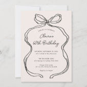 ハンドドローお洒落ドリボン60th誕生日パーティー 招待状 (正面)