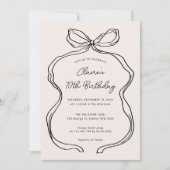 ハンドドローお洒落ドリボン70th誕生日パーティー 招待状 (正面)