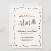 ハンドドローお洒落ドレトロ&シックブライダルシャワー 招待状 (正面)