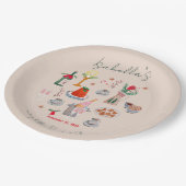 ハンドドローお洒落ド小メリーブライダルシャワー ペーパープレート (アングル)