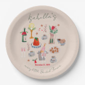 ハンドドローお洒落ド小メリーブライダルシャワー ペーパープレート (正面)