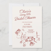 ハンドドローお洒落ド小メリーブライダルシャワー 招待状 (正面)